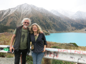 Beck & Mark pose at Big Almaty Lake - a human made water storage dam